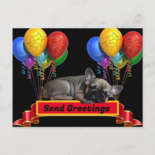Französische Bulldogge Luftballon French Bulldog Briefkaart (Voorkant)