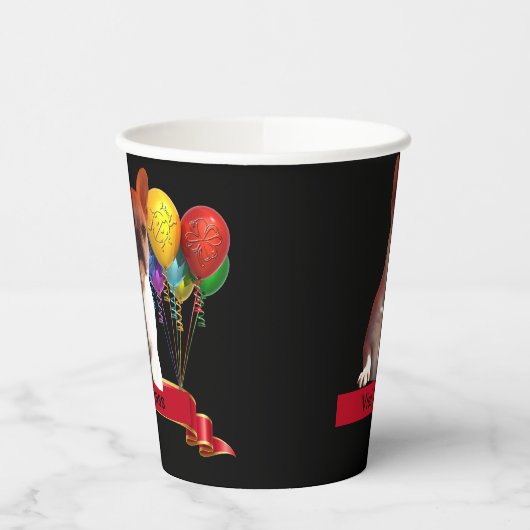 französische Bulldogge mit Ballons Papieren Bekers (Links)