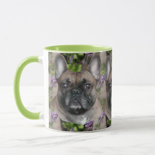 Französische Bulldogge mit Biene French Bulldog Mok (Links)