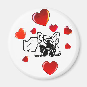 Französische Bulldogge mit Herz Magnet Magneet