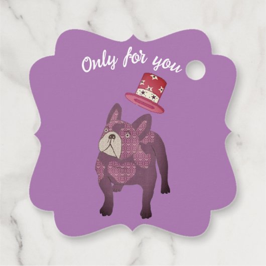 Französische Bulldogge mit Zylinder   Bedankjes Labels (Achterkant)