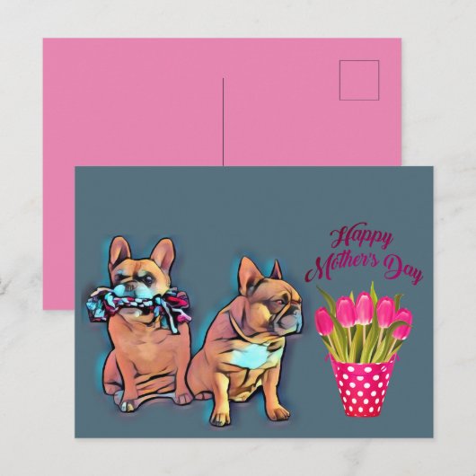 Französische Bulldogge Muttertag French Bulldog Briefkaart (Voorkant / Achterkant)