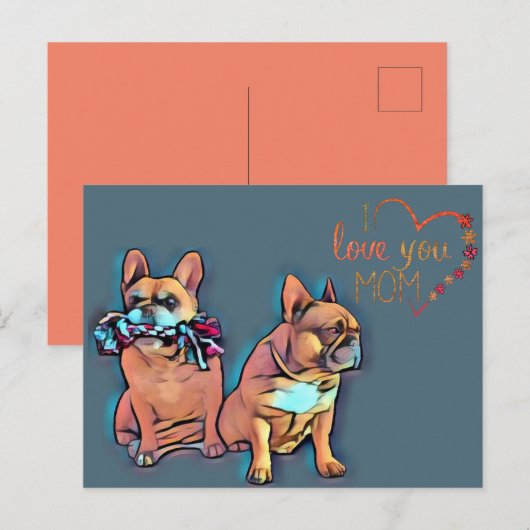 Französische Bulldogge Muttertag French Bulldog Briefkaart (Voorkant / Achterkant)