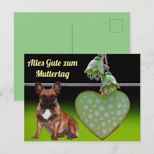 Französische Bulldogge Muttertag French Bulldog Briefkaart (Voorkant / Achterkant)