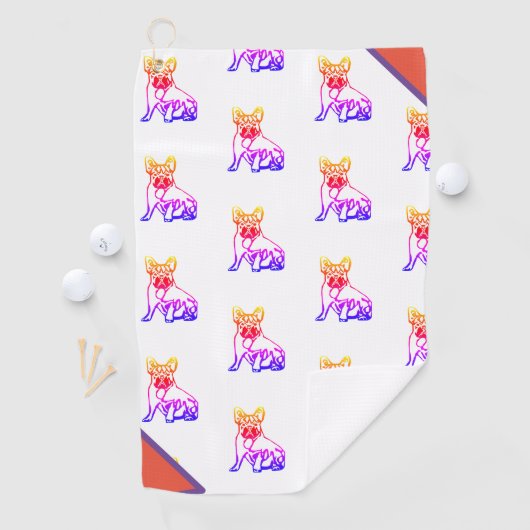 Französische Bulldogge Neon French Bulldog Golfhanddoek (Insitu)