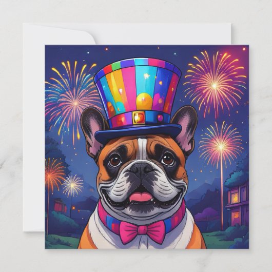 Französische Bulldogge Neujahr French Bulldog (Voorkant)