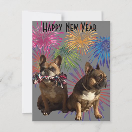 Französische Bulldogge Neujahr French Bulldog Kaart (Voorkant)