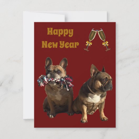Französische Bulldogge Neujahr French Bulldog Kaart (Voorkant)