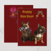 Französische Bulldogge Neujahr French Bulldog Kaart (Voorkant / Achterkant)