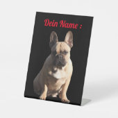 Französische Bulldogge Niedlich French Bulldog Reclamebord Met Voetstuk (Voorkant)