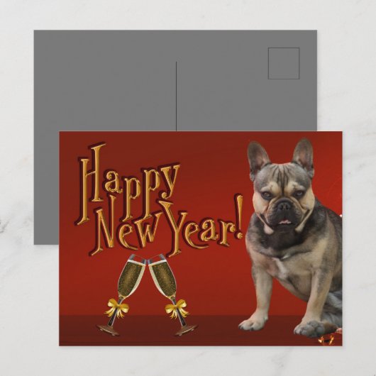 französische Bulldogge Sekt French Bulldog Briefkaart (Voorkant / Achterkant)