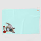 Französische Bulldogge Sprung French Bulldog  Golfhanddoek (Horizontaal)