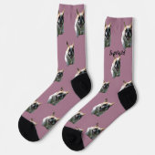 Französische Bulldogge Supergirl Socken Sokken (Links)