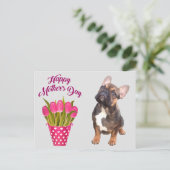 französische Bulldogge Tulpen French Bulldog Briefkaart (Staand voorkant)
