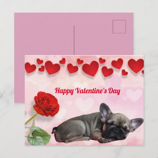 Französische Bulldogge Valentinstag French Bulldog Briefkaart (Voorkant / Achterkant)