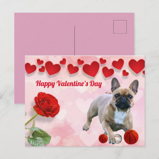 Französische Bulldogge Valentinstag French Bulldog Briefkaart (Voorkant / Achterkant)