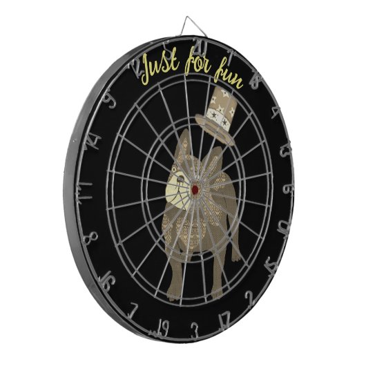 Französische Bulldogge Zylinder Neujahr Dartbord (Voorkant Links)