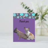 französische Bulldoggen Dankeschön French Bulldog Briefkaart (Staand voorkant)