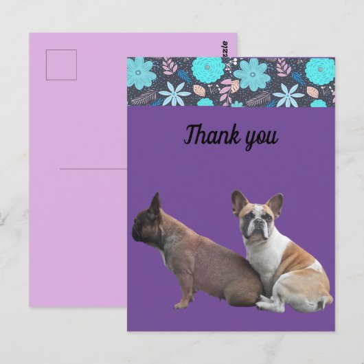 französische Bulldoggen Dankeschön French Bulldog Briefkaart (Voorkant / Achterkant)