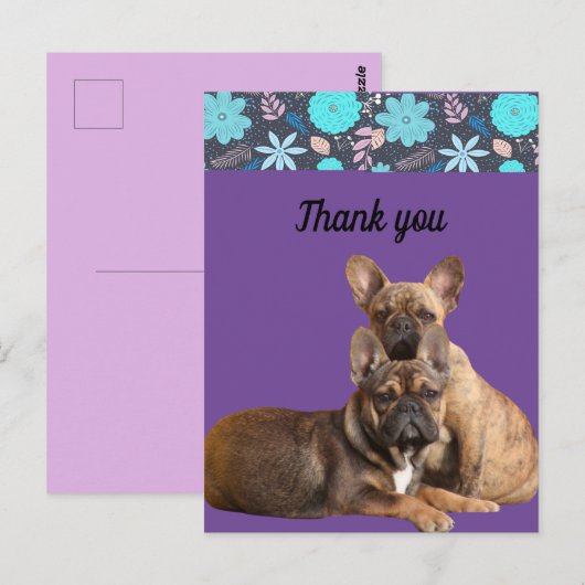 französische Bulldoggen Dankeschön French Bulldog Briefkaart (Voorkant / Achterkant)