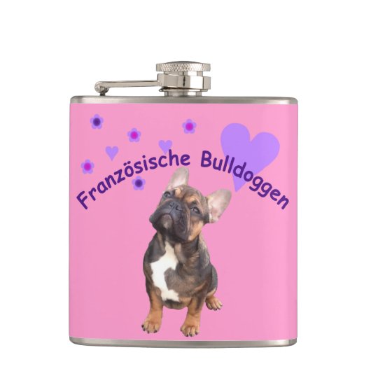 Französische Bulldoggen Flachmann Heupfles (Voorkant)
