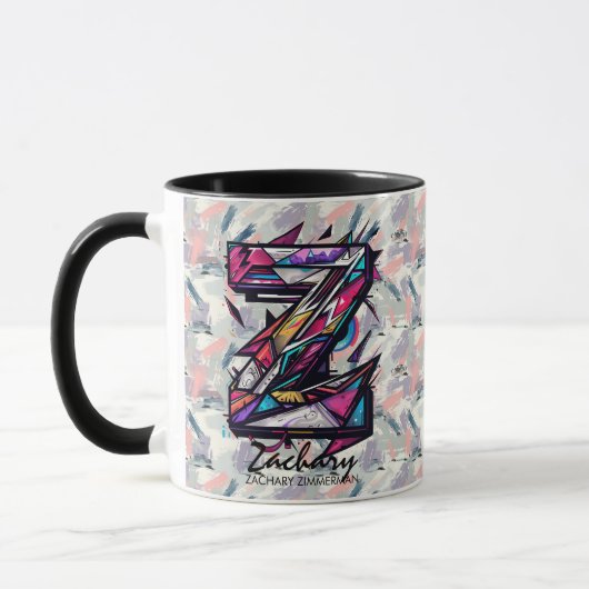 Frapper Mug Monogramme Abstrait - Z pour Zachary (Gauche)
