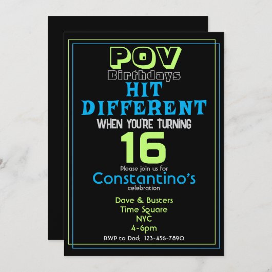 Frapper une autre invitation d'anniversaire (Devant / Derrière)