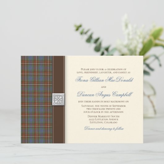 Fraser Chasse Ancienne Tartan Faire-part de mariag (Debout devant)