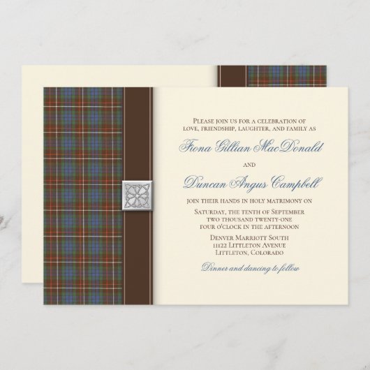 Fraser Chasse Ancienne Tartan Faire-part de mariag (Devant / Derrière)