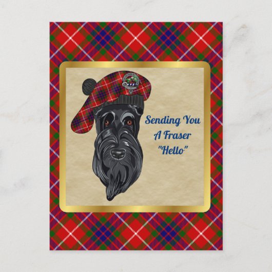 Fraser Clan Badge & Tartan Briefkaart (Voorkant)