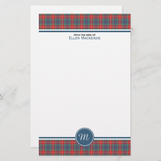 Fraser de Lovat Ancien Tartan Monogramme Papeterie (Devant / Derrière)