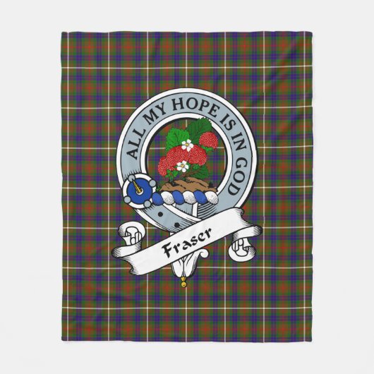 Fraser Hunting Clan Badge Clan Badge Tartan Pset Fleece Deken (Voorkant)