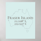 Fraser Island Australia Latitude & Longitude Poster (Voorkant)