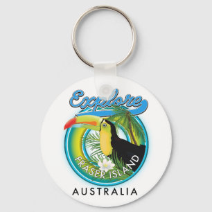 Fraser Island Australië exploratie logo Ansichtkaa Sleutelhanger