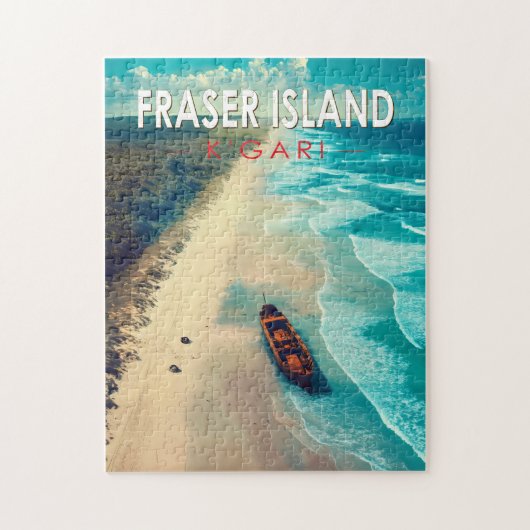 Fraser Island K'gari Australië Travel Art Vintage Legpuzzel (Verticaal)