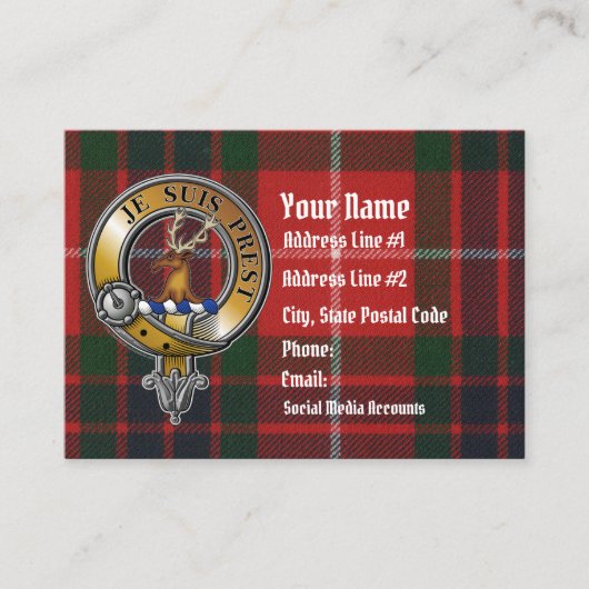 Fraser Lovat Tartan & Badge Visitekaartje (Voorkant)