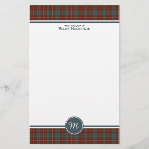 Fraser Lovat Weathered Tartan Monogram Stationery Briefpapier