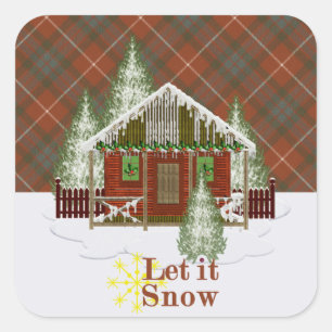 Fraser Red Weathered Original Scottish Tartan Vierkante Sticker