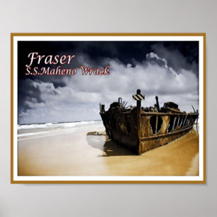 Fraser - S.S.Maheno Wrack - Australië - Poster