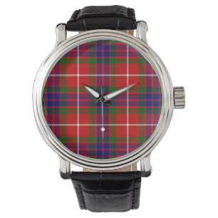 Fraser tartan red green blue paars plaid horloge