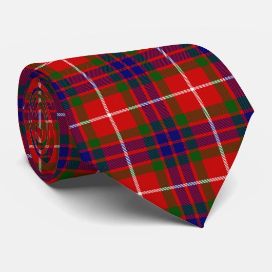 Fraser tartan red green blue paars plaid stropdas (Opgerold)