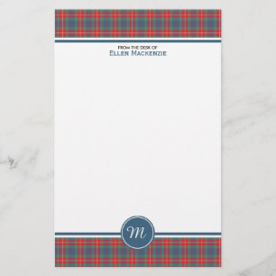 Fraser van Lovat Oude Tartan Monogram Stationery Briefpapier