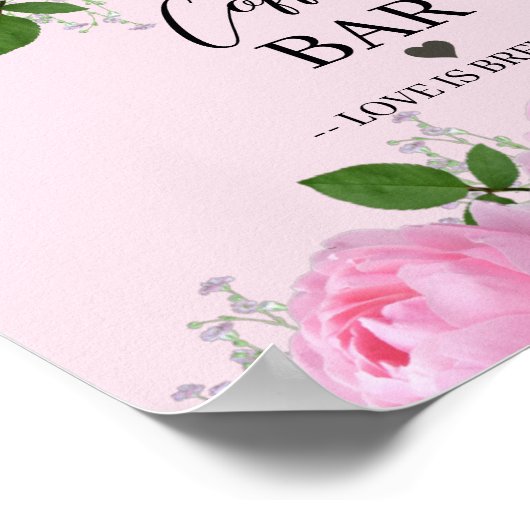 Frassensroze rozen, cafeïne poster (Hoek)