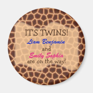 Fraterale tweeling - Giraffe Veronderd Baby shower Magneet