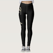 Frauke or blanc Leggings à l'écriture manuscrite (Devant)