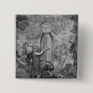 Fray Junipero Serra Vierkante Button 5,1 Cm