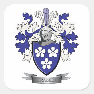 Frazier Family Crest Coat of Arms Vierkante Sticker