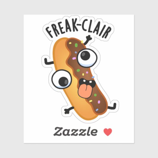 Freak-clair Funny Eclair Pun Sticker (Vel)