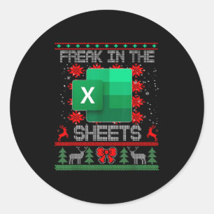 Freak in de vellen Excel-spreadsheet Lelijk Kerst Ronde Sticker