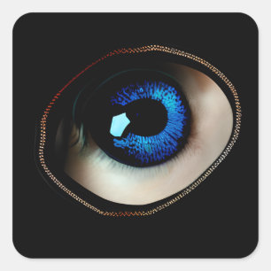 Freaky Blauw Rits Oog Halloween Enge Vierkante Sticker